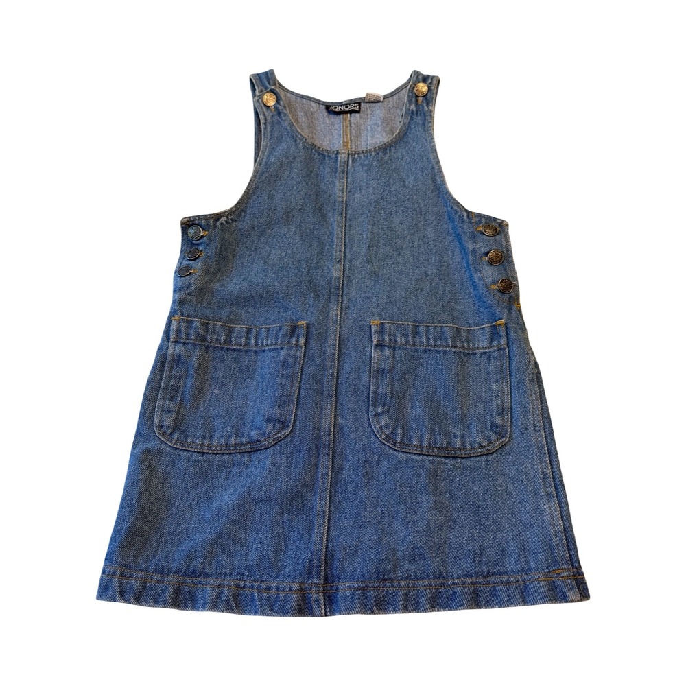 Vintage Honors Kids Denim‎ Jumper Dress Blue Cotton Pinafore Size L 90s Retro